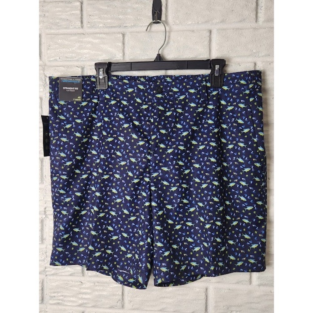 NEW Roundtree & Yorke Performance shorts Men's size 40 x 7" Fish print Novelty